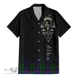 ScotsTee Shop Scottish Carmichael Clan Crest Tartan Alba Gu Brath Celtic Inspired Tartan Short Sleeve Shirt