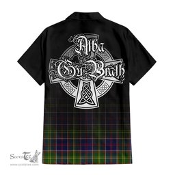 ScotsTee Shop Scottish Dalrymple Clan Crest Tartan Alba Gu Brath Celtic Inspired Tartan Short Sleeve Shirt
