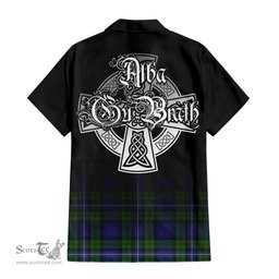 ScotsTee Shop Scottish Donnachaidh Clan Crest Tartan Alba Gu Brath Celtic Inspired Tartan Short Sleeve Shirt