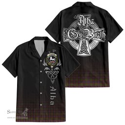 ScotsTee Shop Scottish Cochrane Modern Clan Crest Tartan Alba Gu Brath Celtic Inspired Tartan Short Sleeve Shirt