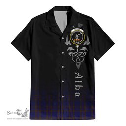 ScotsTee Shop Scottish Elliot Clan Crest Tartan Alba Gu Brath Celtic Inspired Tartan Short Sleeve Shirt