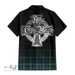 ScotsTee Shop Scottish Gordon Old Ancient Clan Crest Tartan Alba Gu Brath Celtic Inspired Tartan Short Sleeve Shirt