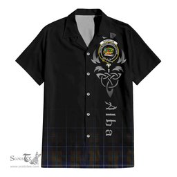 ScotsTee Shop Scottish Douglas Brown Clan Crest Tartan Alba Gu Brath Celtic Inspired Tartan Short Sleeve Shirt