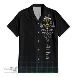 ScotsTee Shop Scottish Gordon Clan Crest Tartan Alba Gu Brath Celtic Inspired Tartan Short Sleeve Shirt