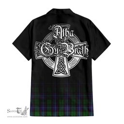 ScotsTee Shop Scottish Galbraith Clan Crest Tartan Alba Gu Brath Celtic Inspired Tartan Short Sleeve Shirt