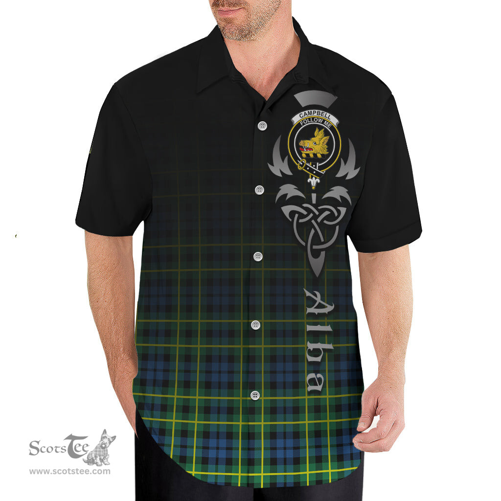 ScotsTee Shop Scottish Campbell of Breadalbane Ancient Clan Crest Tartan Alba Gu Brath Celtic Inspired Tartan Short Sleeve Shirt