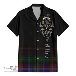 ScotsTee Shop Scottish Chalmers Modern Clan Crest Tartan Alba Gu Brath Celtic Inspired Tartan Short Sleeve Shirt