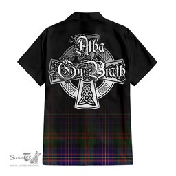 ScotsTee Shop Scottish Chalmers Modern Clan Crest Tartan Alba Gu Brath Celtic Inspired Tartan Short Sleeve Shirt