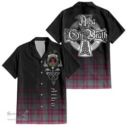 ScotsTee Shop Scottish Crawford Ancient Clan Crest Tartan Alba Gu Brath Celtic Inspired Tartan Short Sleeve Shirt