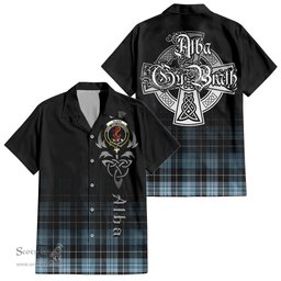 ScotsTee Shop Scottish Clark Ancient Clan Crest Tartan Alba Gu Brath Celtic Inspired Tartan Short Sleeve Shirt