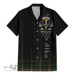 ScotsTee Shop Scottish Chisholm Hunting Clan Crest Tartan Alba Gu Brath Celtic Inspired Tartan Short Sleeve Shirt