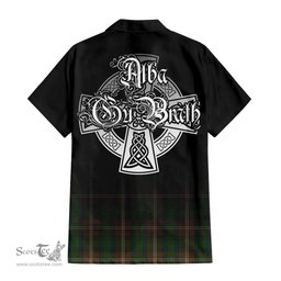 ScotsTee Shop Scottish Chisholm Hunting Clan Crest Tartan Alba Gu Brath Celtic Inspired Tartan Short Sleeve Shirt