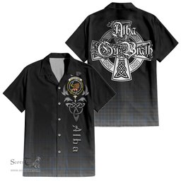 ScotsTee Shop Scottish Gladstone Clan Crest Tartan Alba Gu Brath Celtic Inspired Tartan Short Sleeve Shirt