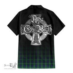 ScotsTee Shop Scottish Douglas Clan Crest Tartan Alba Gu Brath Celtic Inspired Tartan Short Sleeve Shirt
