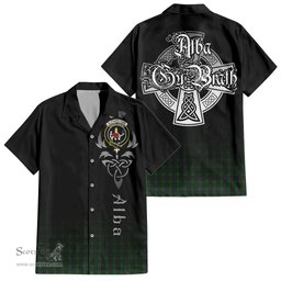 ScotsTee Shop Scottish Elphinstone Clan Crest Tartan Alba Gu Brath Celtic Inspired Tartan Short Sleeve Shirt