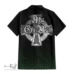 ScotsTee Shop Scottish Elphinstone Clan Crest Tartan Alba Gu Brath Celtic Inspired Tartan Short Sleeve Shirt