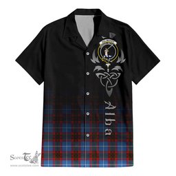 ScotsTee Shop Scottish Dalmahoy Clan Crest Tartan Alba Gu Brath Celtic Inspired Tartan Short Sleeve Shirt