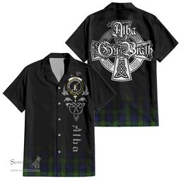 ScotsTee Shop Scottish Gunn Clan Crest Tartan Alba Gu Brath Celtic Inspired Tartan Short Sleeve Shirt