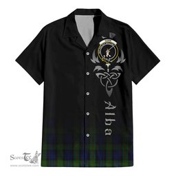 ScotsTee Shop Scottish Gunn Clan Crest Tartan Alba Gu Brath Celtic Inspired Tartan Short Sleeve Shirt