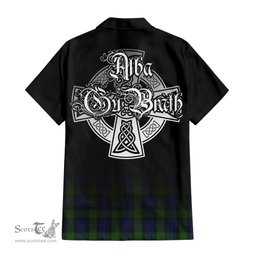 ScotsTee Shop Scottish Gunn Clan Crest Tartan Alba Gu Brath Celtic Inspired Tartan Short Sleeve Shirt