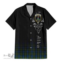 ScotsTee Shop Scottish Ferguson of Atholl Clan Crest Tartan Alba Gu Brath Celtic Inspired Tartan Short Sleeve Shirt