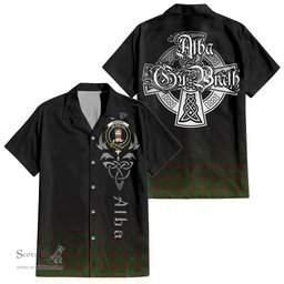 ScotsTee Shop Scottish Menzies Clan Crest Tartan Alba Gu Brath Celtic Inspired Tartan Short Sleeve Shirt