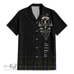 ScotsTee Shop Scottish MacRae Hunting Clan Crest Tartan Alba Gu Brath Celtic Inspired Tartan Short Sleeve Shirt