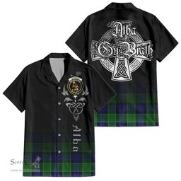 ScotsTee Shop Scottish Monteith Clan Crest Tartan Alba Gu Brath Celtic Inspired Tartan Short Sleeve Shirt