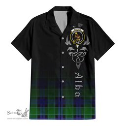 ScotsTee Shop Scottish Monteith Clan Crest Tartan Alba Gu Brath Celtic Inspired Tartan Short Sleeve Shirt