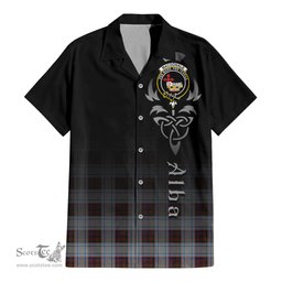 ScotsTee Shop Scottish MacDonald Dress Ancient Clan Crest Tartan Alba Gu Brath Celtic Inspired Tartan Short Sleeve Shirt