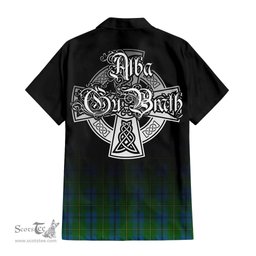 ScotsTee Shop Scottish Johnstone-Johnston Clan Crest Tartan Alba Gu Brath Celtic Inspired Tartan Short Sleeve Shirt