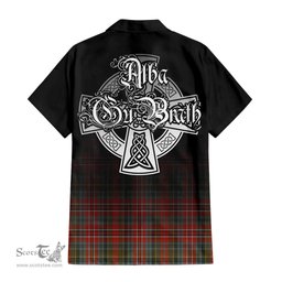 ScotsTee Shop Scottish MacPherson Weathered Clan Crest Tartan Alba Gu Brath Celtic Inspired Tartan Short Sleeve Shirt