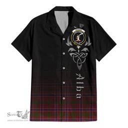 ScotsTee Shop Scottish MacRae Red Clan Crest Tartan Alba Gu Brath Celtic Inspired Tartan Short Sleeve Shirt