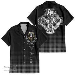 ScotsTee Shop Scottish MacLean Black and White Clan Crest Tartan Alba Gu Brath Celtic Inspired Tartan Short Sleeve Shirt