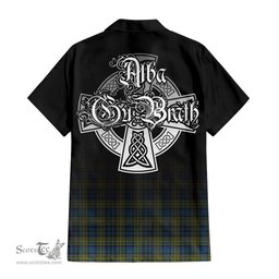 ScotsTee Shop Scottish MacLellan Ancient Clan Crest Tartan Alba Gu Brath Celtic Inspired Tartan Short Sleeve Shirt