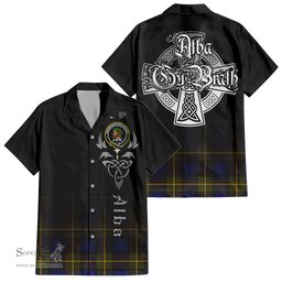 ScotsTee Shop Scottish Moore Clan Crest Tartan Alba Gu Brath Celtic Inspired Tartan Short Sleeve Shirt