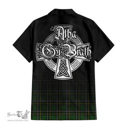 ScotsTee Shop Scottish MacAlpin Modern Clan Crest Tartan Alba Gu Brath Celtic Inspired Tartan Short Sleeve Shirt