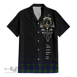 ScotsTee Shop Scottish MacKinlay Modern Clan Crest Tartan Alba Gu Brath Celtic Inspired Tartan Short Sleeve Shirt