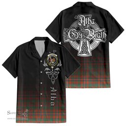 ScotsTee Shop Scottish MacKinnon Ancient Clan Crest Tartan Alba Gu Brath Celtic Inspired Tartan Short Sleeve Shirt