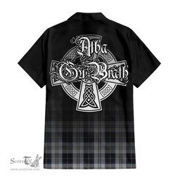 ScotsTee Shop Scottish Menzies Black Dress Clan Crest Tartan Alba Gu Brath Celtic Inspired Tartan Short Sleeve Shirt