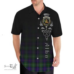 ScotsTee Shop Scottish MacThomas Modern Clan Crest Tartan Alba Gu Brath Celtic Inspired Tartan Short Sleeve Shirt