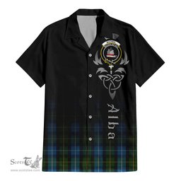 ScotsTee Shop Scottish MacNeil of Barra Clan Crest Tartan Alba Gu Brath Celtic Inspired Tartan Short Sleeve Shirt