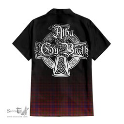 ScotsTee Shop Scottish MacLeod Red Clan Crest Tartan Alba Gu Brath Celtic Inspired Tartan Short Sleeve Shirt