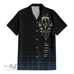 ScotsTee Shop Scottish MacInnes Modern Clan Crest Tartan Alba Gu Brath Celtic Inspired Tartan Short Sleeve Shirt