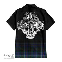 ScotsTee Shop Scottish MacInnes Modern Clan Crest Tartan Alba Gu Brath Celtic Inspired Tartan Short Sleeve Shirt