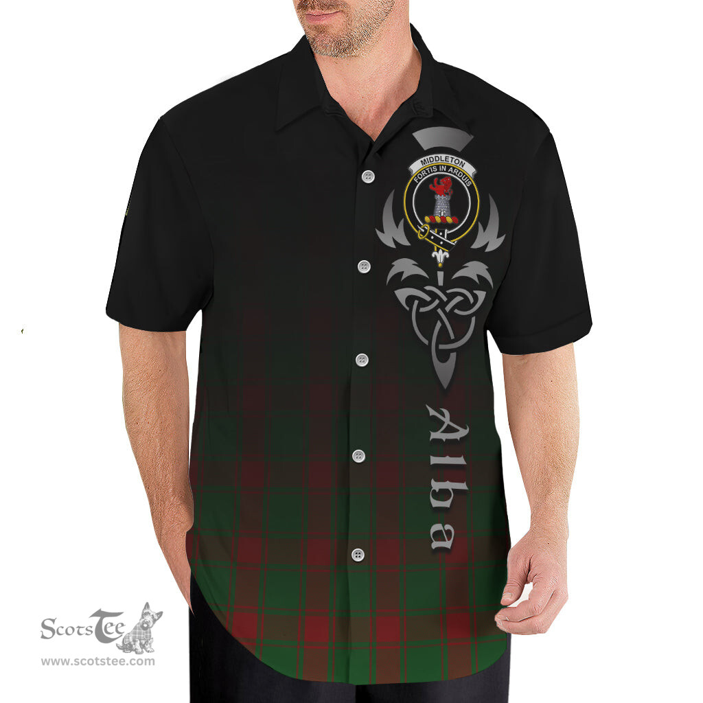 ScotsTee Shop Scottish Middleton Clan Crest Tartan Alba Gu Brath Celtic Inspired Tartan Short Sleeve Shirt