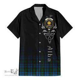 ScotsTee Shop Scottish Kerr Hunting Clan Crest Tartan Alba Gu Brath Celtic Inspired Tartan Short Sleeve Shirt