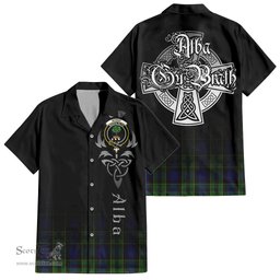 ScotsTee Shop Scottish Mowat Clan Crest Tartan Alba Gu Brath Celtic Inspired Tartan Short Sleeve Shirt
