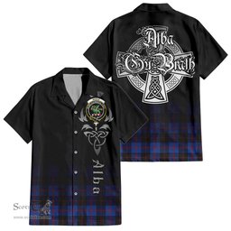 ScotsTee Shop Scottish Maule Clan Crest Tartan Alba Gu Brath Celtic Inspired Tartan Short Sleeve Shirt
