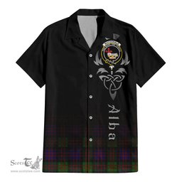 ScotsTee Shop Scottish MacDonald Clan Crest Tartan Alba Gu Brath Celtic Inspired Tartan Short Sleeve Shirt